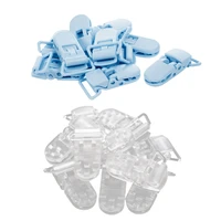 20pcs baby kids t shape plastic pacifier clips soother dummy style badge holder transparent light blue