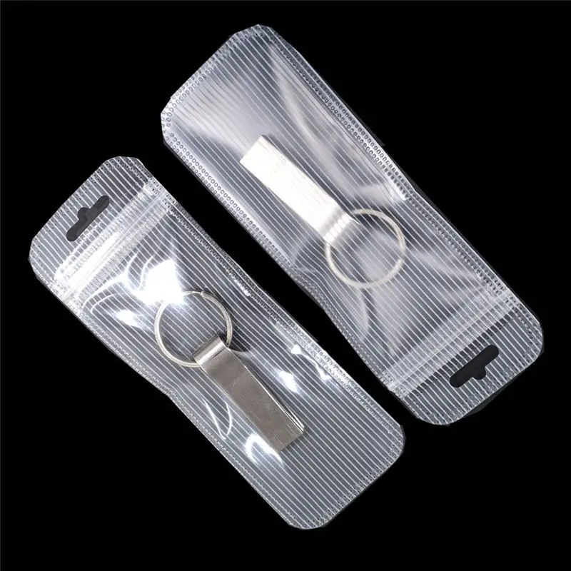 100 шт./лот прозрачный пакет в белую полоску самоблокирующиеся сумки с замком