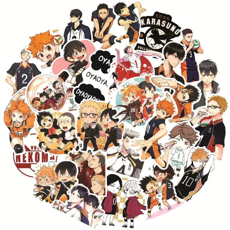 

50 шт. манга Haikyuu! Стикеры Hinata Shoyo, ПВХ Стикеры, коллекция японских аниме стикеров LD
