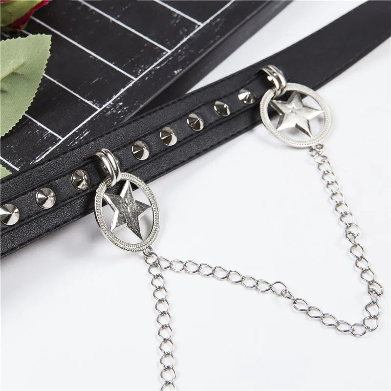 Женский ремень в стиле панк с металлическим кольцом форме звезды поясная цепочка