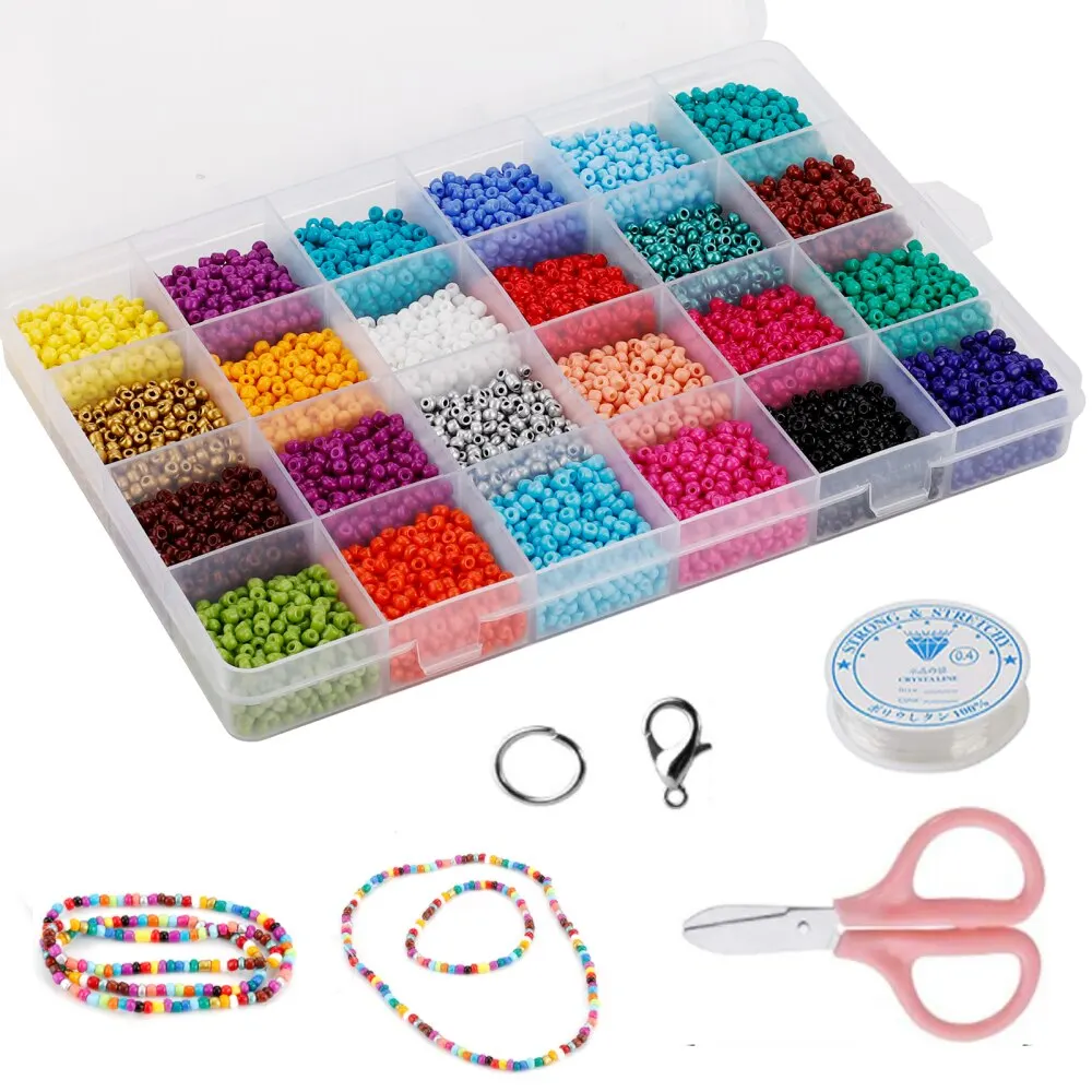 

DIY Cricut Maker Mini Necklace Colorful Rice Beads Making Jewelry set Hooks Tail Chain Pin Clip Buckle Beading Kit Bracelet Set