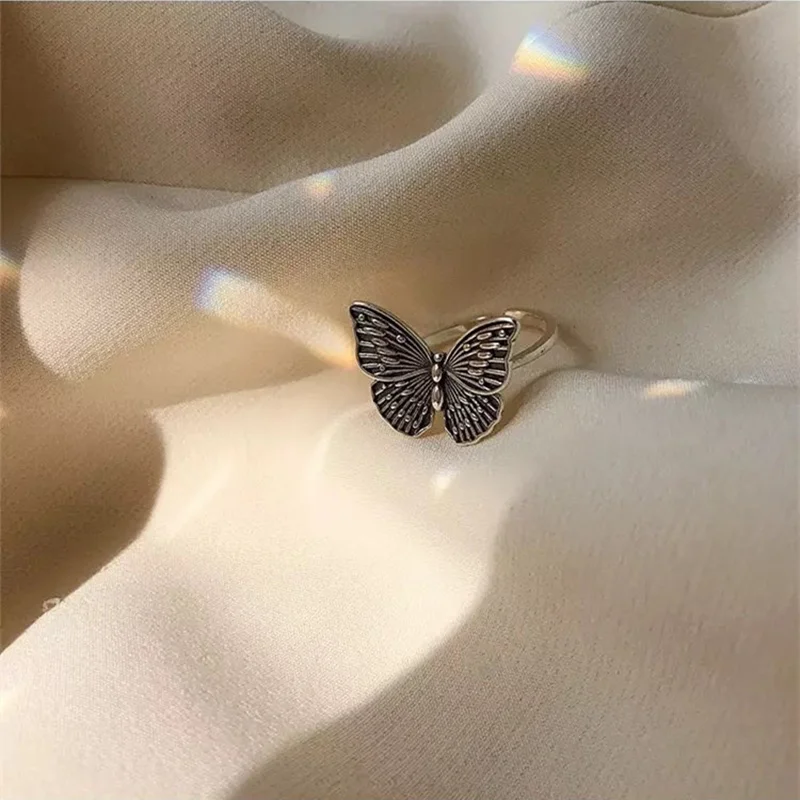 Kinitial Винтажное кольцо с бабочкой регулируемого размера уникальный дизайн кольца