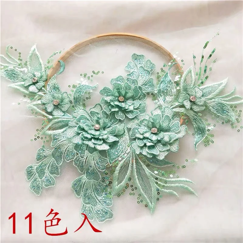 1 шт темно синего цвета с кружевными аппликациями бисерные кружева аппликацией 3D