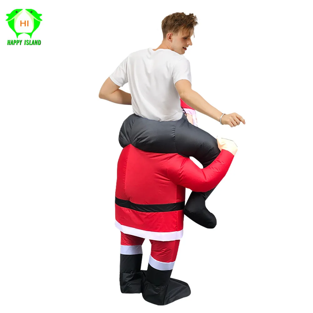 Взрослые красный Санта Клаус Рождественский надувной костюм для