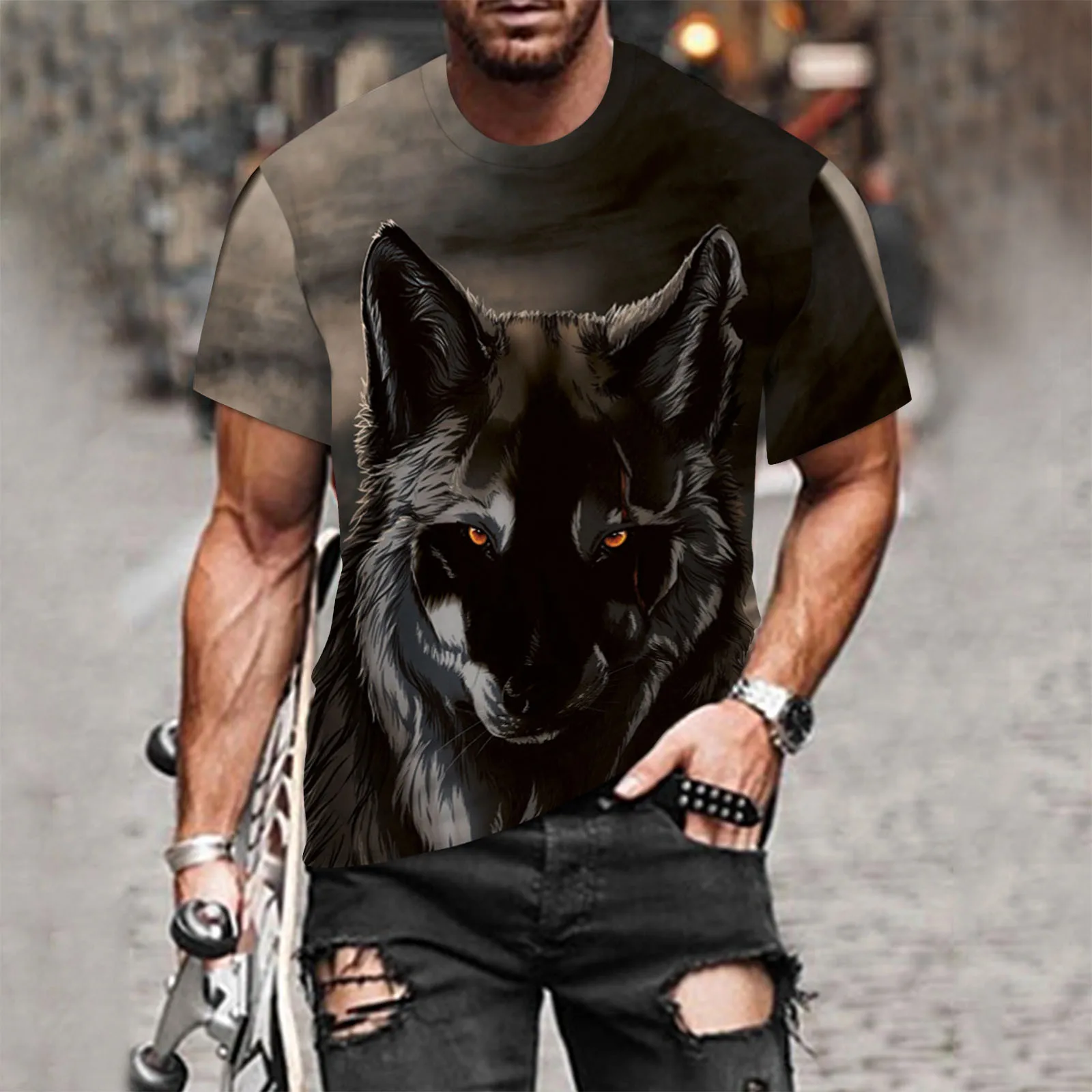 Футболка мужская приталенная с коротким рукавом Повседневный хлопковый топ 3D