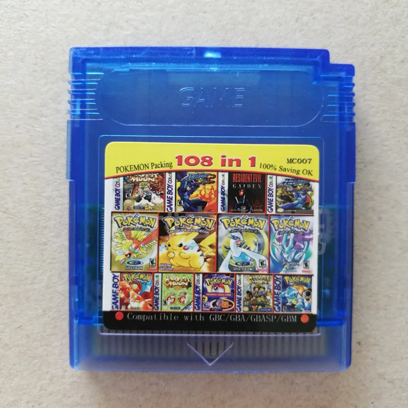 

Игровая карта Pokemon GBC, 108 в одной английской игре, Классическая игра, соберите яркую версию, английский язык