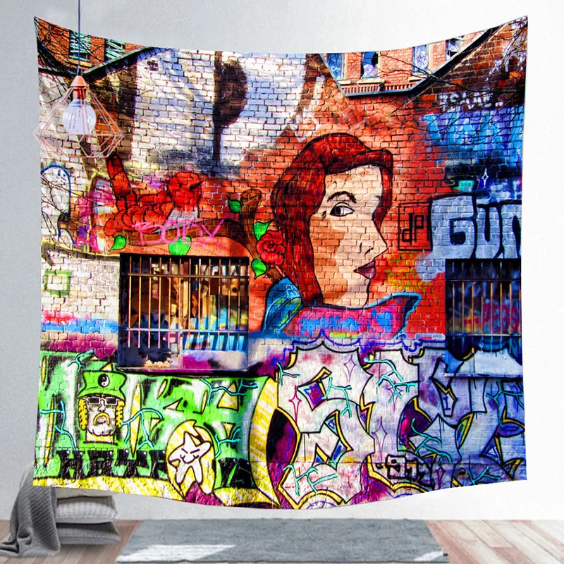 Гобелен в стиле граффити настенный пляжный коврик богемном полиэстеровое одеяло