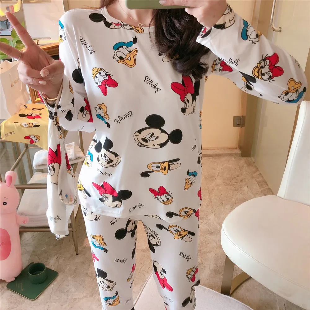 Комплект пижамный женский с длинным рукавом и изображением утки | Женская одежда