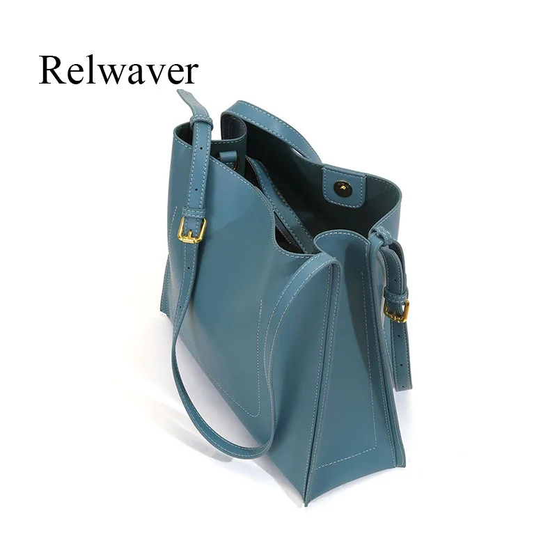 

Square bucket bag cowhide fashion shoulder bag brief messenger bag roomy tote bag