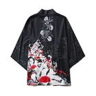 Кимоно для мужчин с перекрестной границей, японское кимоно Ukiyo с краном и цветами сливы, тонкая рубашка, 7 рукавов для пар