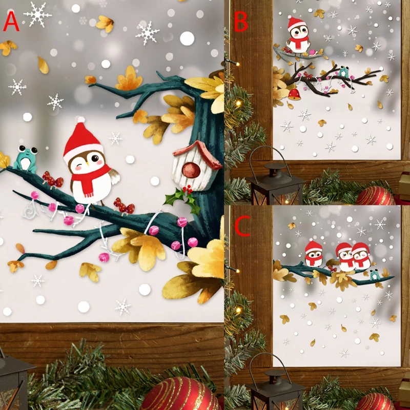 Новые рождественские Мультяшные настенные Стикеры наклейки на окна для спальни