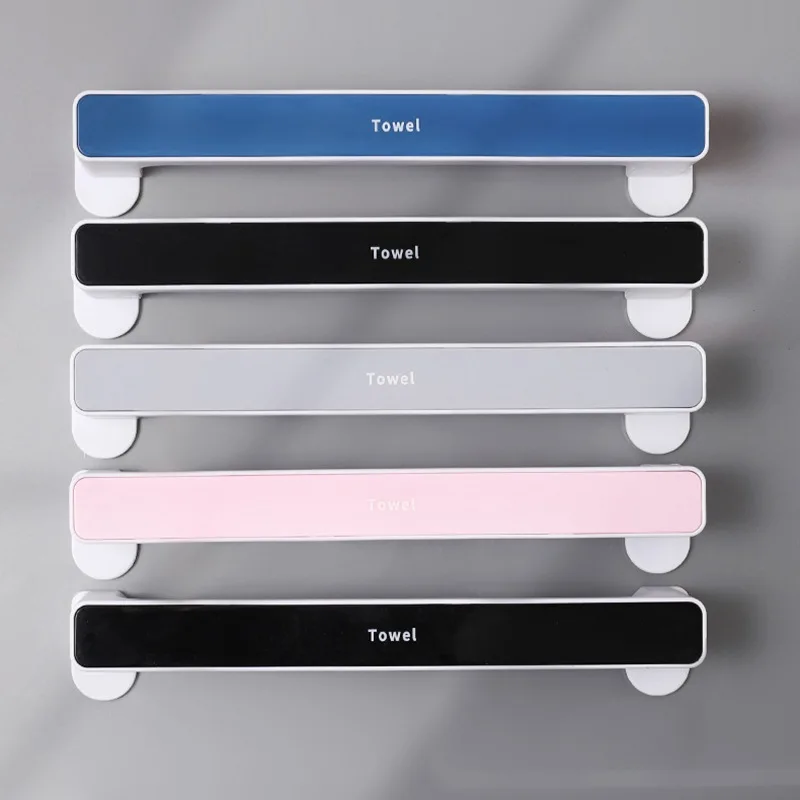 

Bathroom Towel Storage Rack Free Punching Toilet Bathroom Suction Cup Hanger Hook Self-adhesive Towel Bars Shelf Organizer