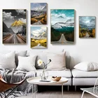 Природа пейзажи Скандинавская Картина на холсте настенная живопись горный лес дорога пейзаж печать и постер для спальни домашний фон Декор