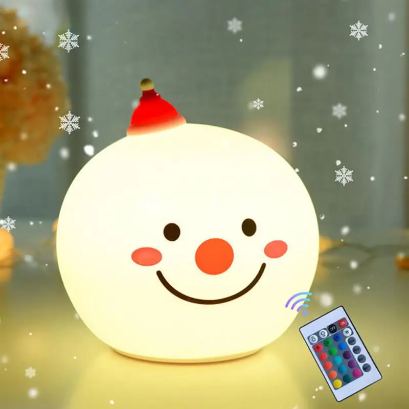 

Рождественская Светодиодная настольная лампа в виде снеговика, 7 цветов