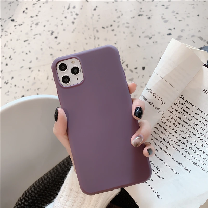 Однотонный матовый чехол для iPhone 11 простой Pro Max 7 8 Plus 6 6s X XSMax XR XS |