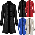 Мужской вельветовый костюм для косплея в средневековом стиле, куртка в стиле стимпанк, пальто с вышивкой, куртка джентльмена, зимняя куртка, Готическая ветровка черного и синего цвета