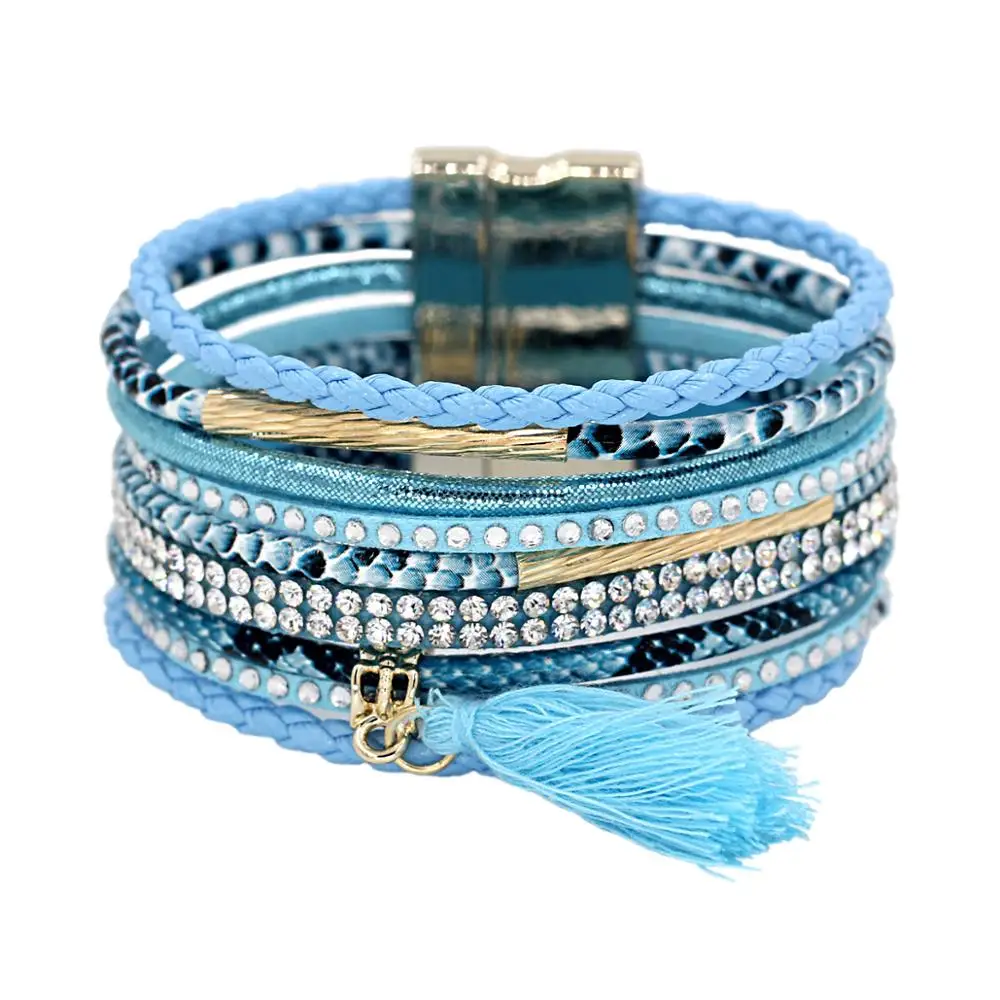VONNOR ювелирные изделия Многослойные веревки стразы аксессуары с бахромой браслет