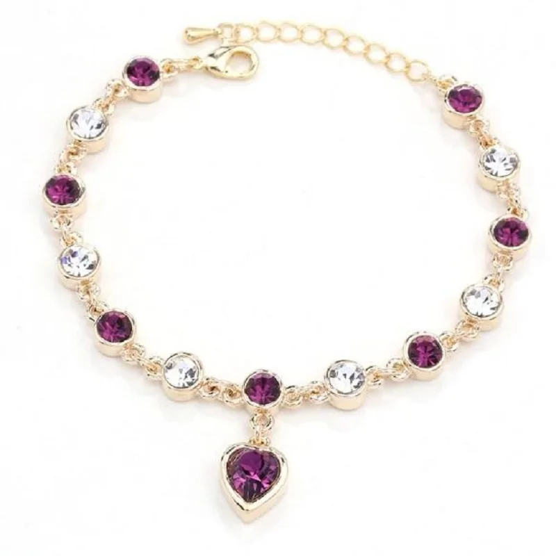 2020 модный браслет с кристаллами персикового цвета в форме сердца Женские