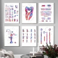 dentistry tooth dentist tool watercolor wall art canvas painting nordic posters and prints wall pictures for living room decor