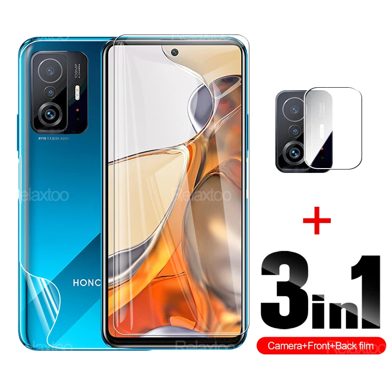 

3in1 Tempered Glass Film For Xiaomi Mi 11T Pro screen protector for xiaom mi 11t 11 T pro 11tpro Back Hydrogel Camera Lens film