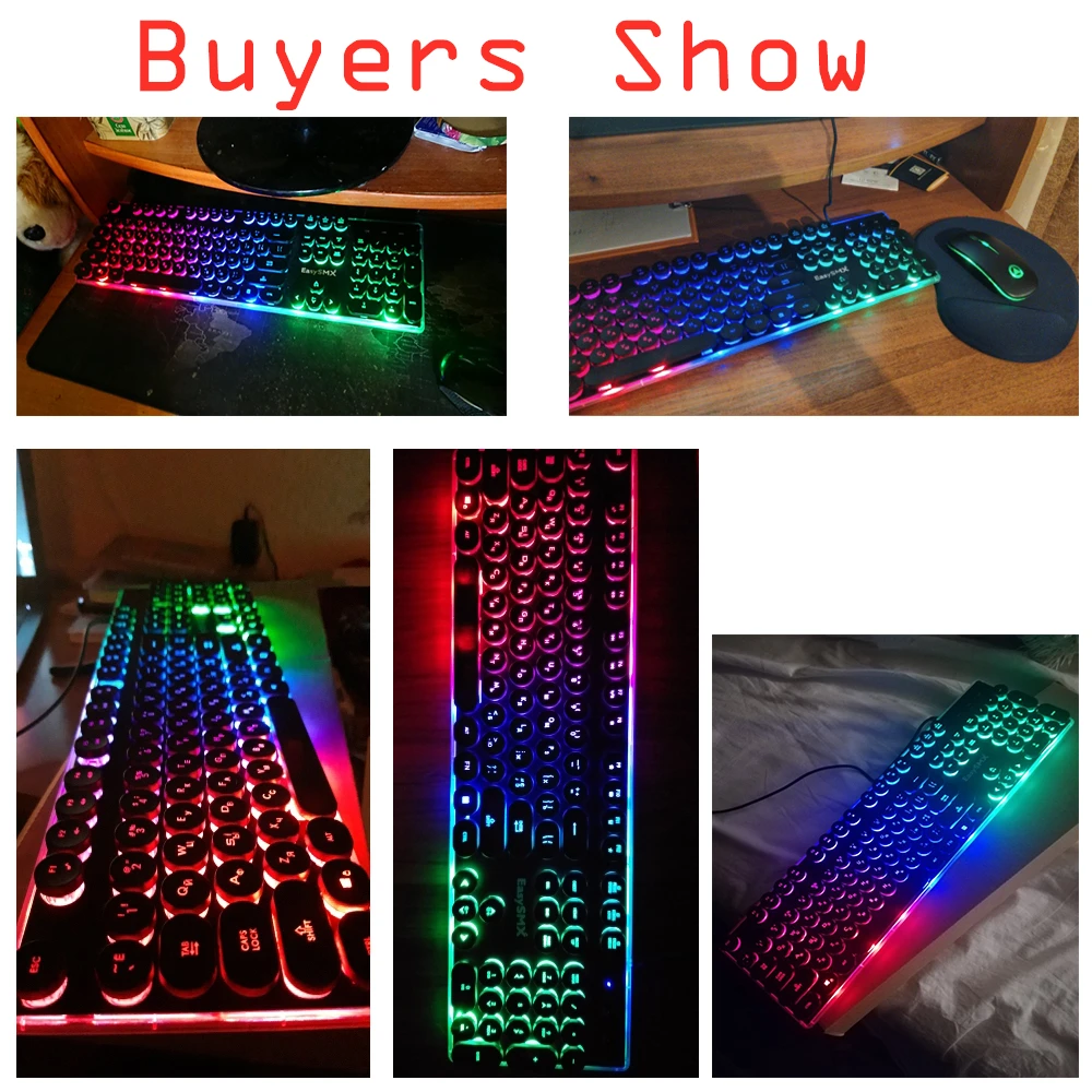 

USB Gaming Keyboard Wired 104 Buttons Keycap For Computer Laptop Waterproof Backlit Keyboard Glowing Mechanical Feeling Keyboard