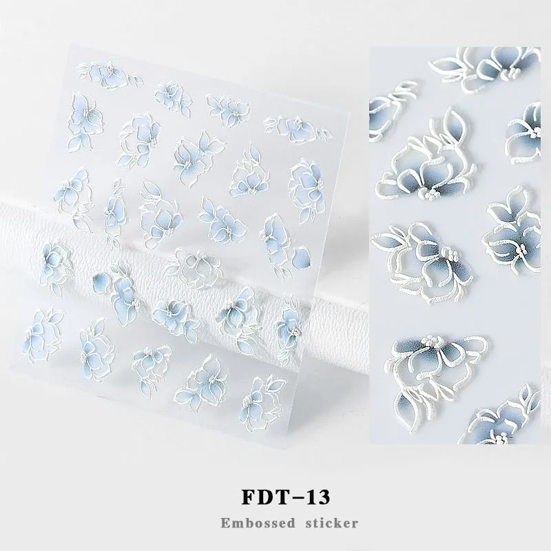 FDT-13 Стикеры 3D на ногти Nail Art, бабочки/цветы/листья, украшения для ногтей, дизайнерские Водные Переводные картинки, модные эмаистичные ногти, аксессуары для тату - Цвет: FDT-13