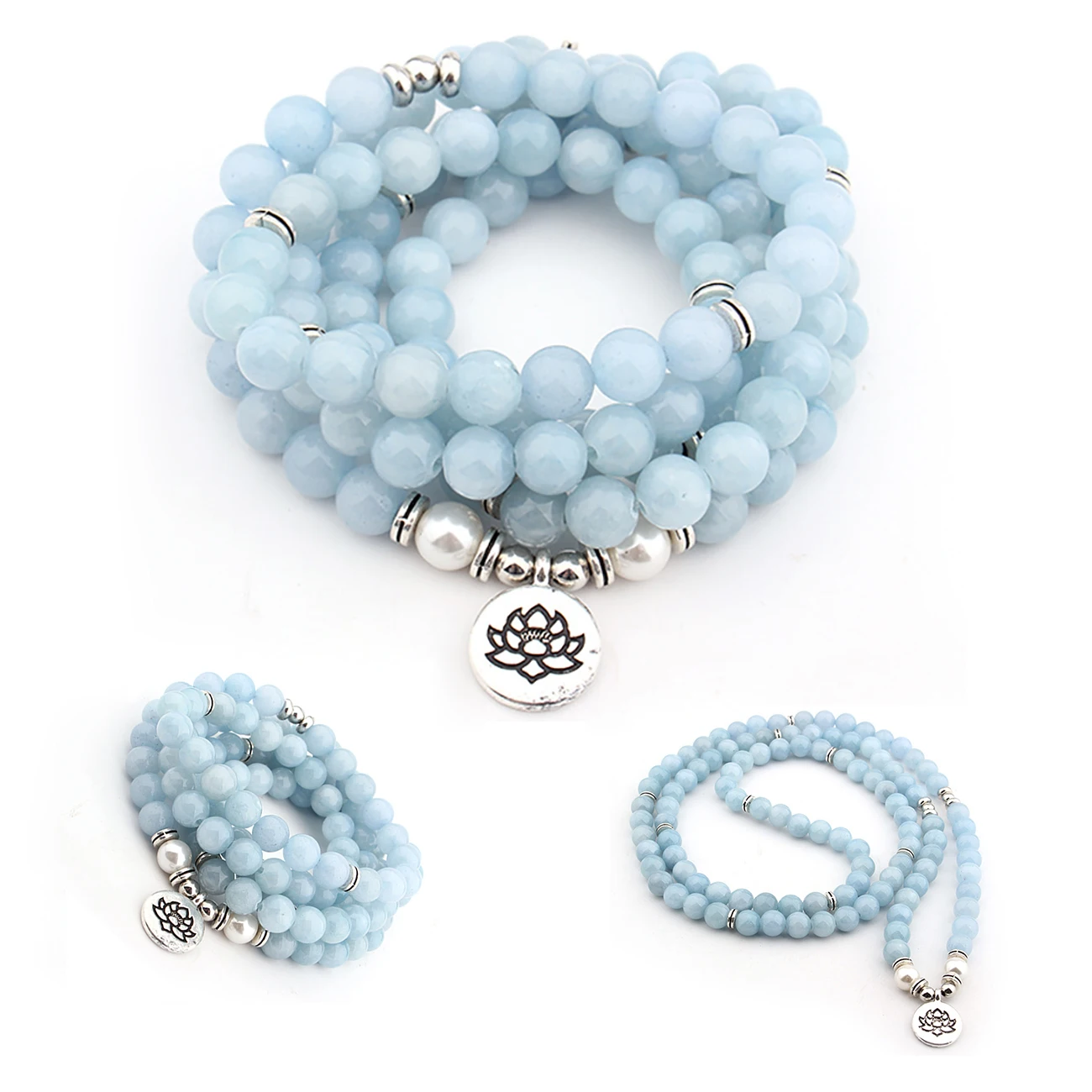 Женские и мужские браслеты 108 Mala Beads браслет ожерелье из натуральных камней