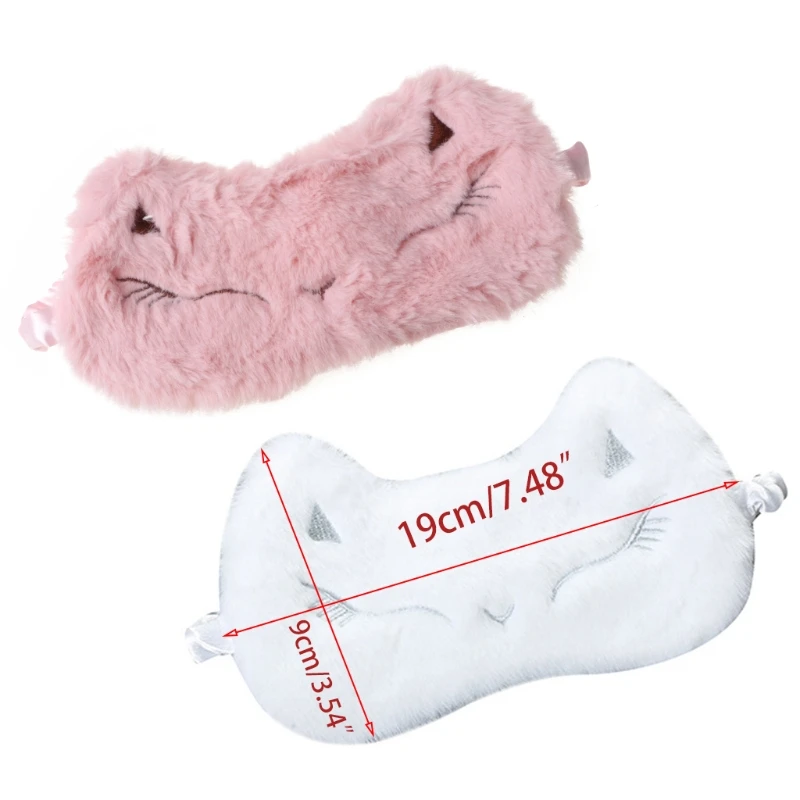 

Cute Cartoon Animal Embroodery Soft Plush Sleeping Mask Eye Cover Silky Eyeshade Blindfold with Elastic Strap for Travel Night