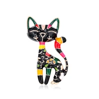 cartoon black kitty brooch for women men suit creative unique cat animal pins alloy dripping oil corsage enamel pins accessories