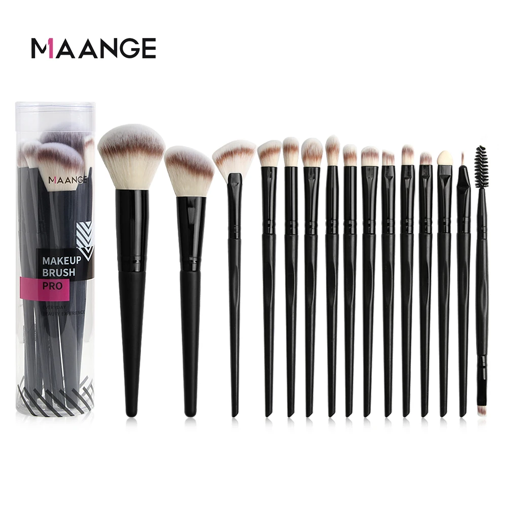

MAANGE 15Pcs Makeup Brushes Set With Case Cosmetic Powder Eyeshadow Foundation Highlighter Blending Make Up Brush Tool Maquiagem