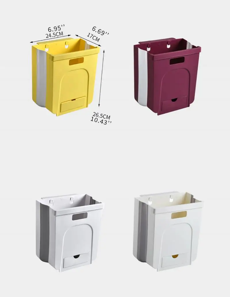 

Wall-hanging Trash Can with Small Drawer for Kitchen Cabinet Door Collapsible Trash Bin Garbage Can Used In Kitchens Waste Bins