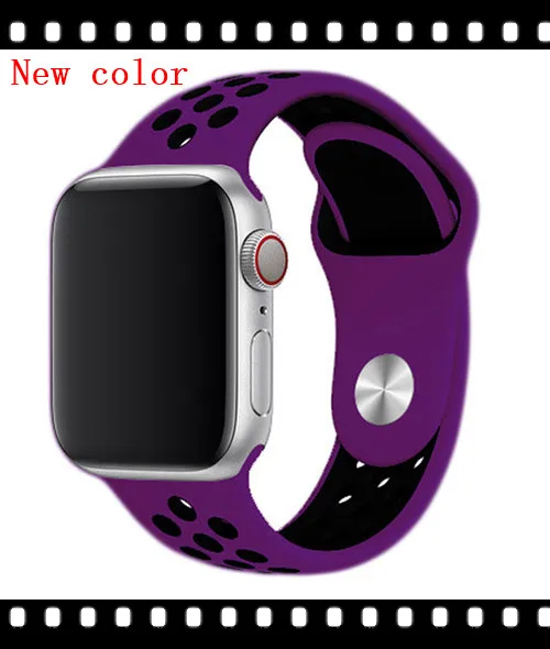 Ремешок для apple watch band 44 мм 40 мм correa apple watch 4 3 band 42 мм/38 мм iwatch спортивный силиконовый ремешок-браслет аксессуары для часов - Цвет ремешка: deep purple black