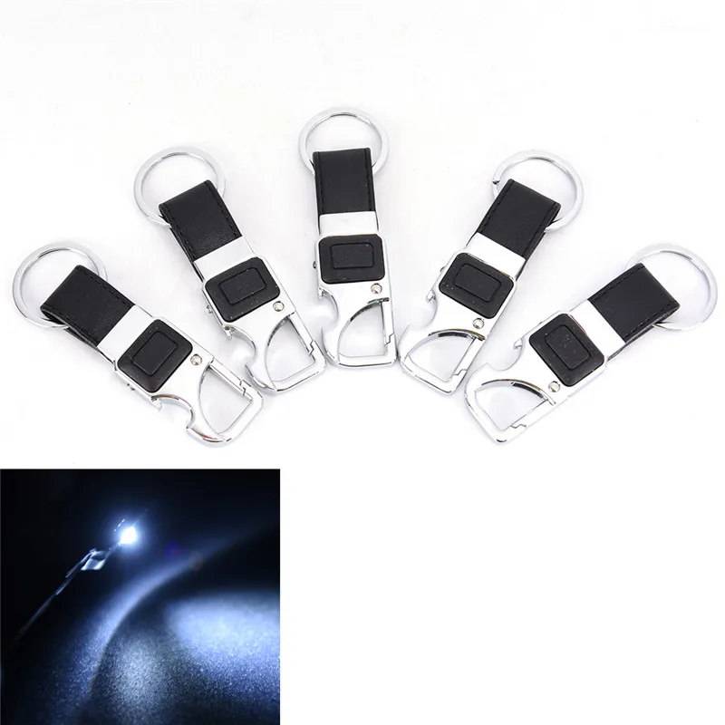 

1PCS LED Lights Lamp Beer Opener Bottle Multifunctional Leather Men Car Key Chain Ring Holder