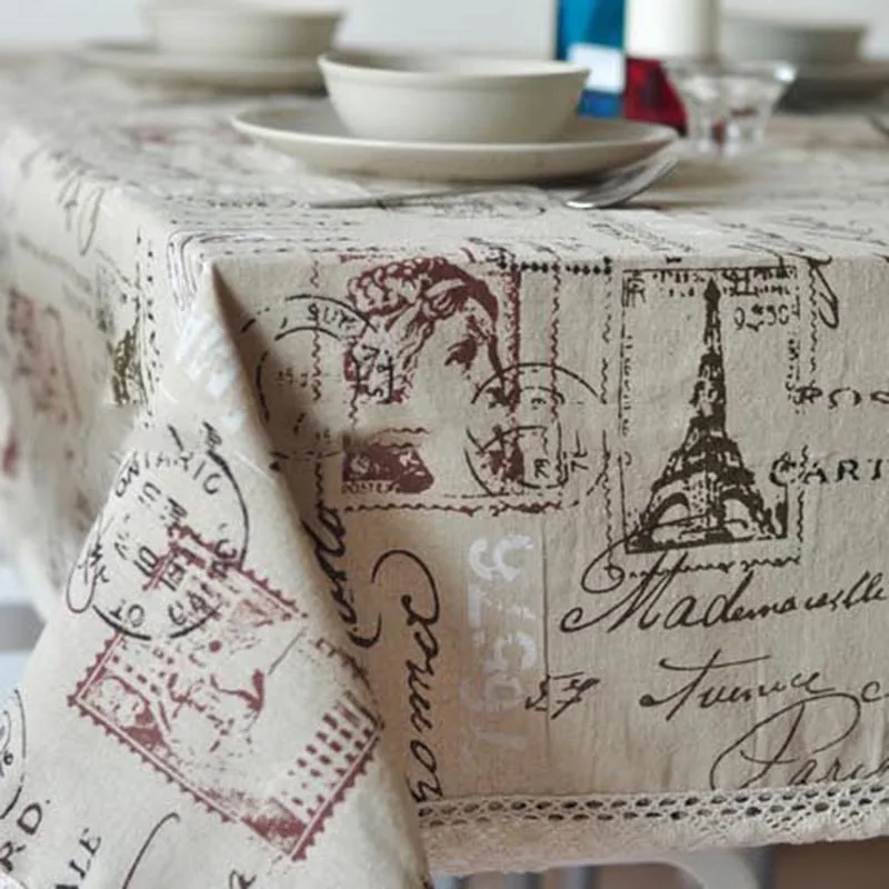 

European-Style Retro Figure Head Tower Tablecloth Cotton Linen Dustproof Oil-Resistant Placemat Coffee Dust Towel