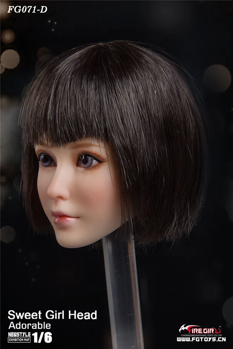 

Fire Girl Toys 1/6 Sweet Girl Head Sculpt FG071 Long Hair Female Head Carving Fit 12'' Action Figure Body