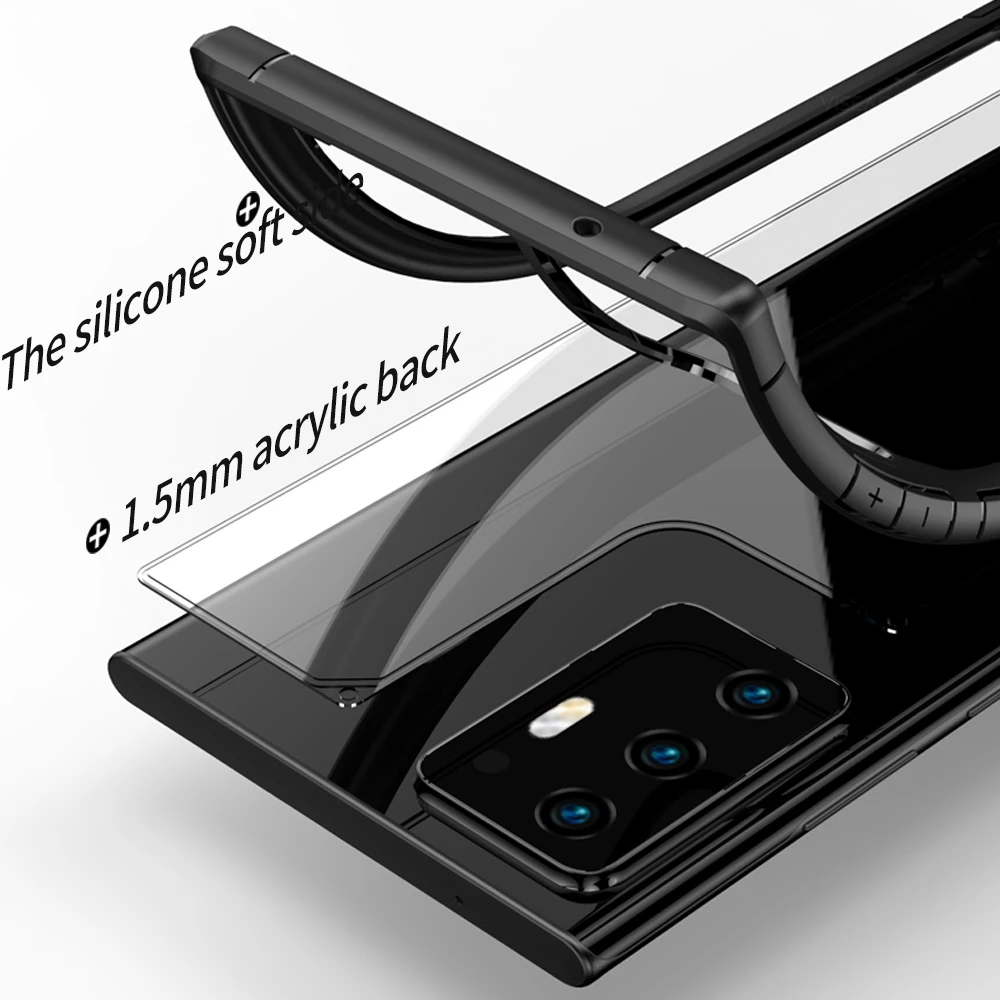 Чехол для Samsung Note 20 силиконовый акриловый Гибридный противоударный Прозрачный