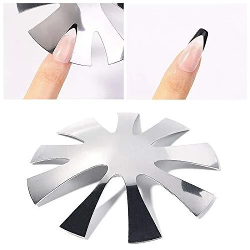 Nail Art Cutter French Manicure Cut V Tips Edge Stencil Trimmer Easy Nails Forms Salon Applicator Tool Kit Polish Molds Template | Красота и