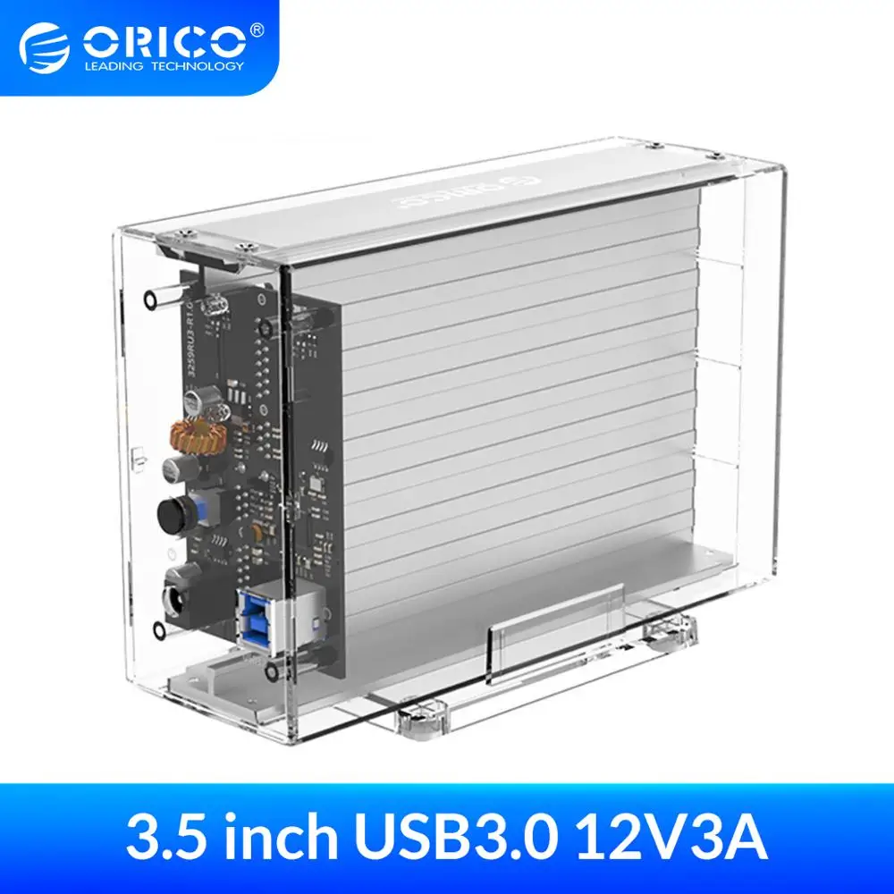 Прозрачный чехол ORICO для двух жестких дисков 3 5 дюйма с интерфейсом USB3.0 6 Гбит/с SATA