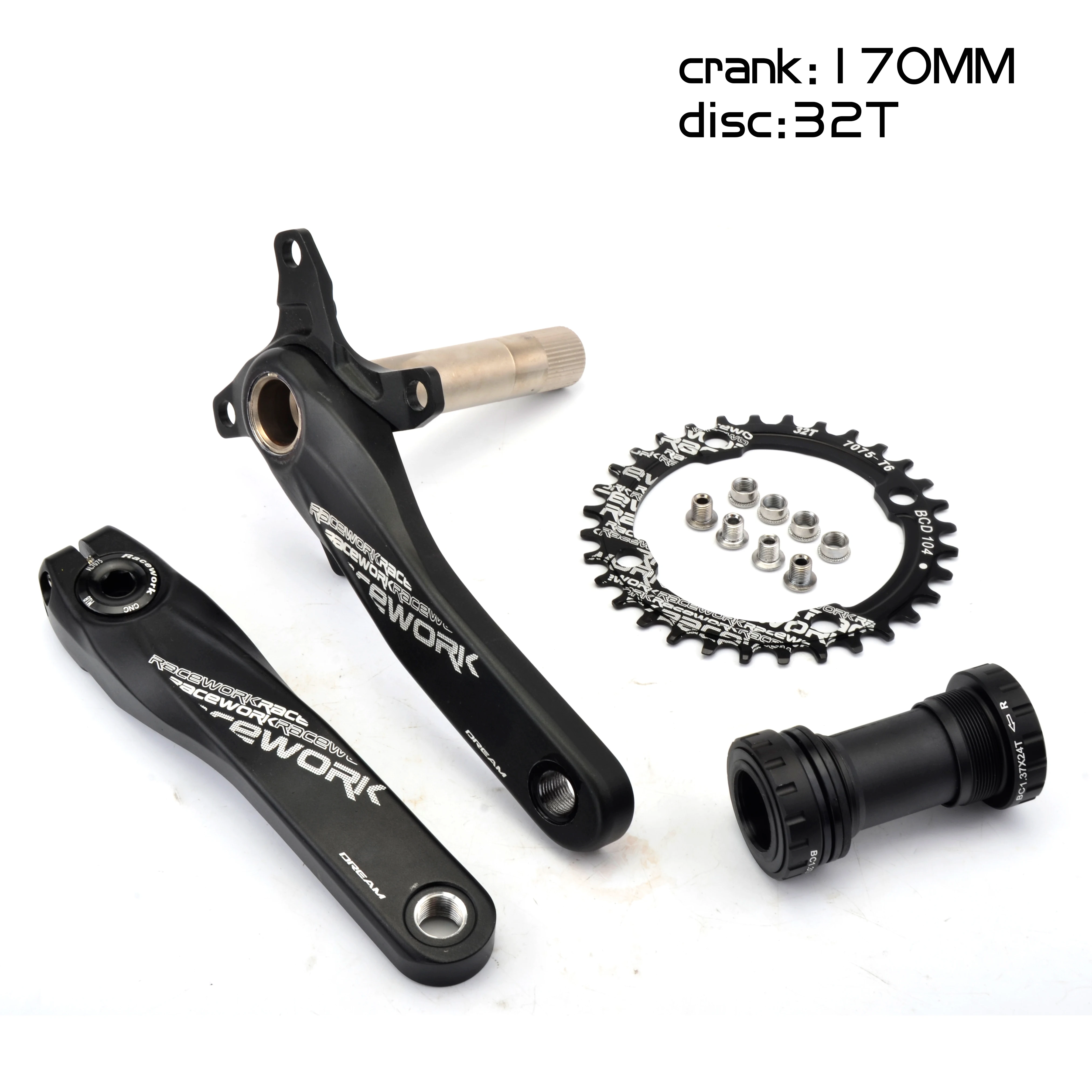 

104BCD MTB Bike Crank Aluminum Alloy With Bottom Bicycle Crank MTB Crank Bike Accessories 170mm 172.5mm 175mm