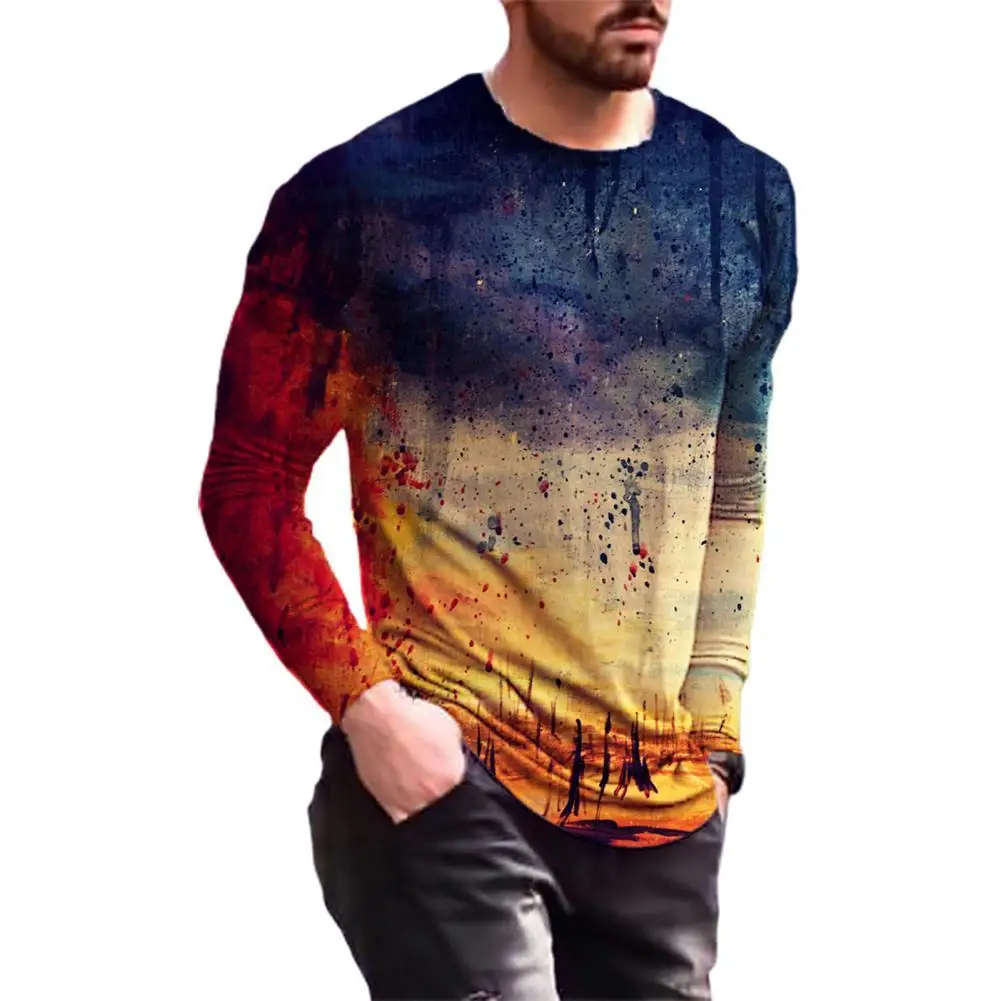 

Мужская Осенняя рубашка Ele-Choice M-3XL, мужская Тонкая футболка с художественным рисунком для повседневной носки