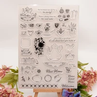 stamp teapot and flowerpot stamps rubber transparent silicone seal for diy scrapbook photo album decoration