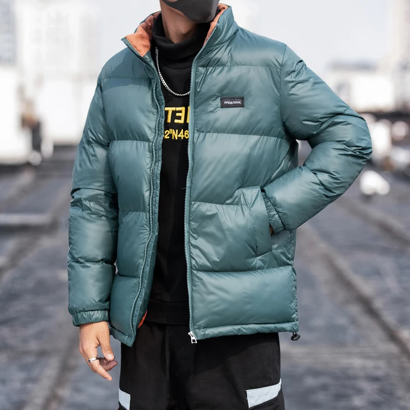 

M-5XL зимняя куртка мужская парка Белая теплая модная куртка с воротником-стойкой Мужская теплая однотонная Толстая куртка и пальто в стиле х...