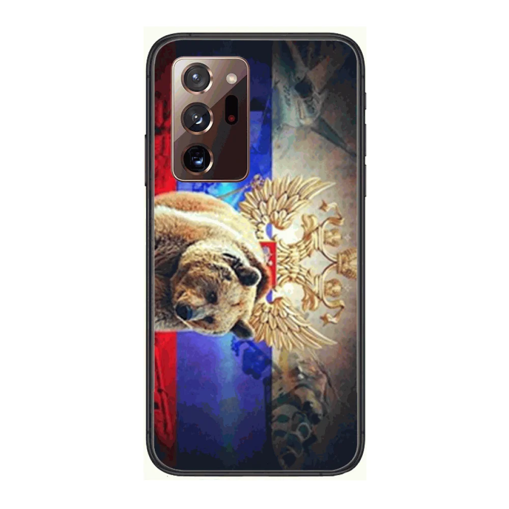 

Russia russian flag logo Phone Case cover hull For SamSung note20 10 9 8 4 pro plus black prime soft bumper Transparent
