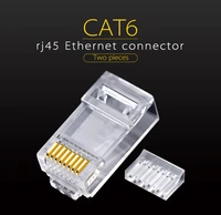 cat6 rj45 plug ethernet cable connector utp 8p8c network modular male adpter gold plating stranded patch cable100pcslot