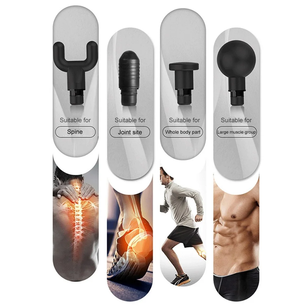 Пистолет для массажа мышц 24 В светодиодный с 4 головками | Мебель