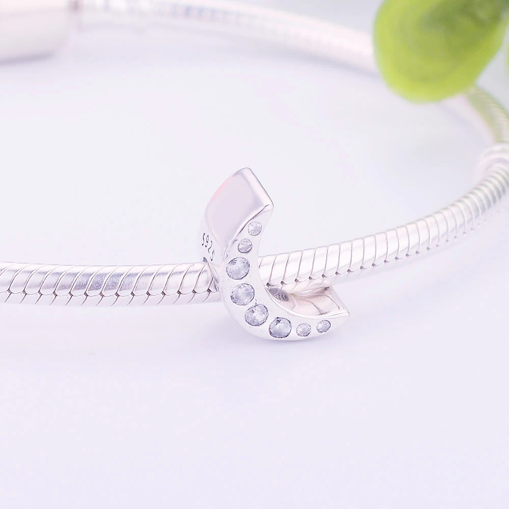 Оптовая продажа цена браслет шарма класса люкс 925 стерлингового серебра луна