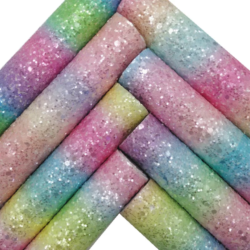 Радужная Хрустальная искусственная виниловая ткань с фетровой подкладкой