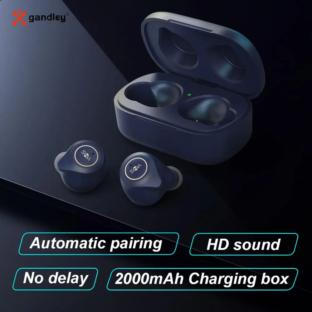 Беспроводные Bluetooth наушники Gandley X2 Siri водонепроницаемые Hi Fi с защитой от помех