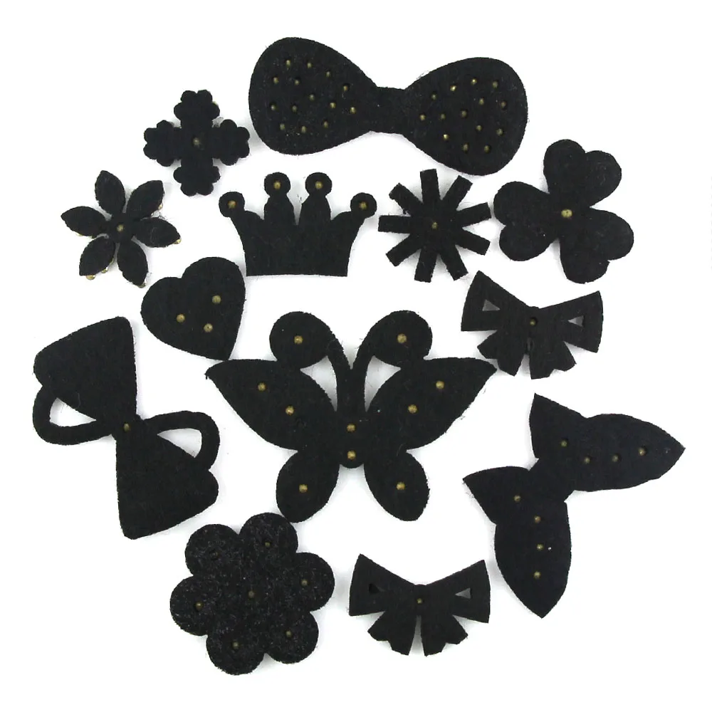 10 шт. Стразы AB с аппликацией черный/белый низ блестящий цветок/банты/бабочка
