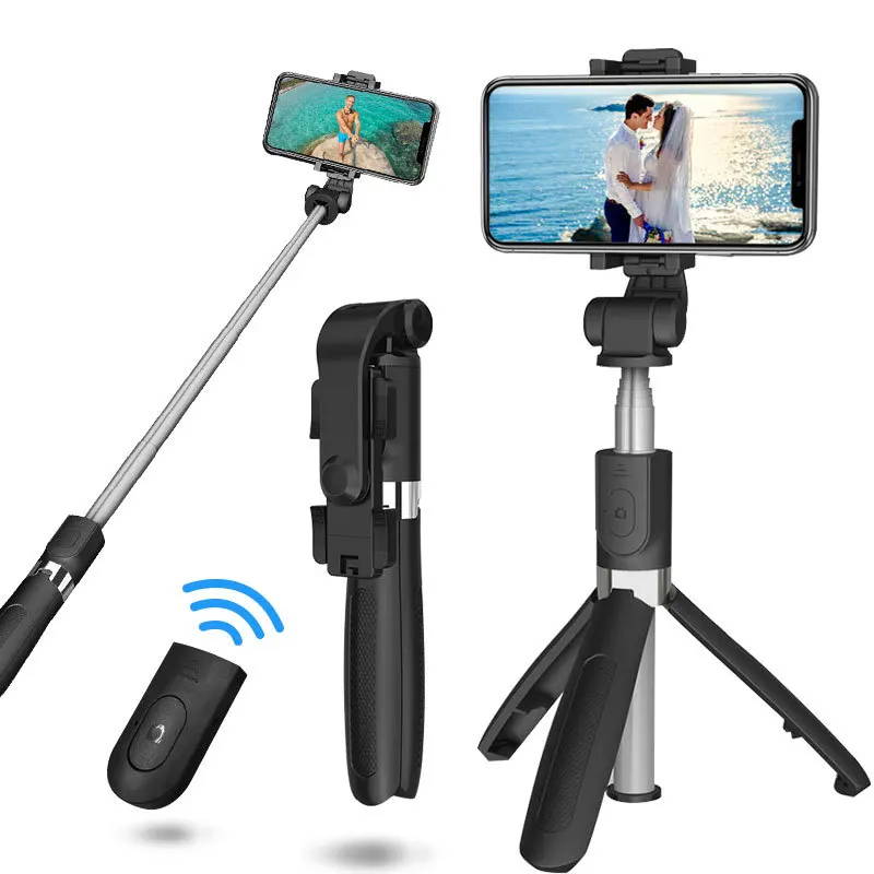 

2020 New 3 In 1 Wireless Bluetooth Selfie Stick Extendable Handheld Monopod Foldable Mini Tripod with Shutter Remote for iPhone